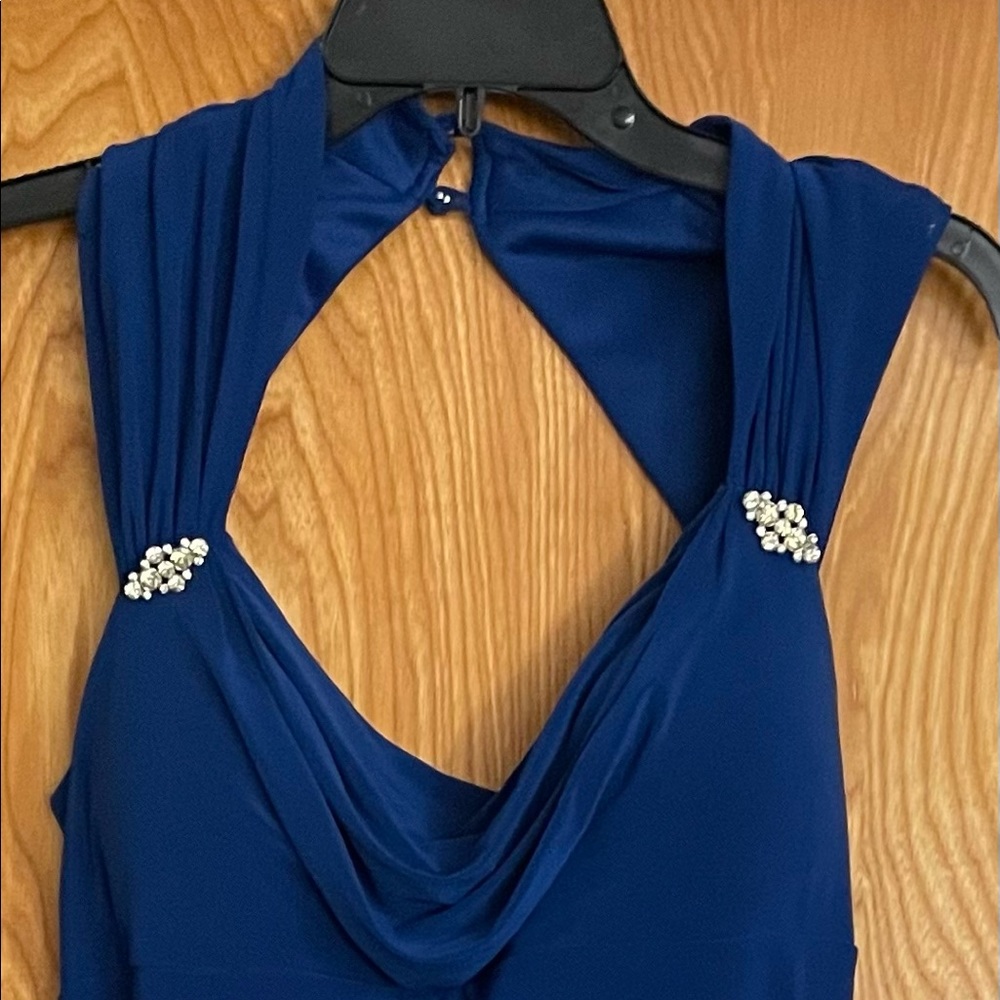 Blue open back dress